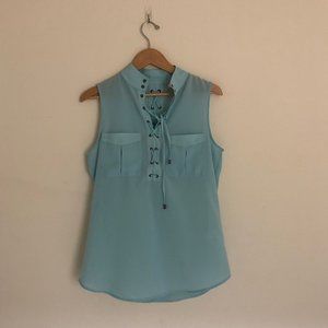 Simply Noelle | Blue Sheer Sleeveless Blouse
